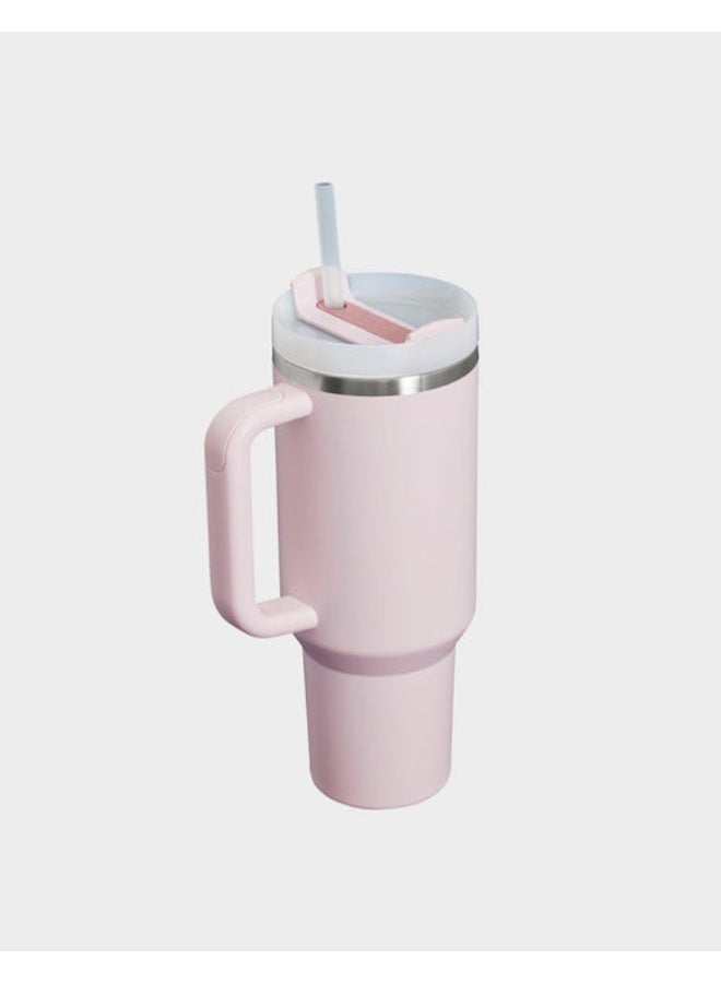 ستانلي كوب ماء معزول بتفريغ الهواء من الفولاذ المقاوم للصدأ سعة 40 أونصة مع غطاء وماصة للماء أو الشاي المثلج أو القهوة أو العصائر، لون وردي، 40 أونصة من الفولاذ المقاوم للصدأ. - Image 2