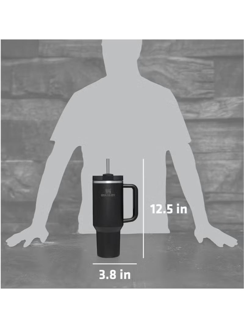 ستانلي كوب ماء معزول بتفريغ الهواء من الفولاذ المقاوم للصدأ سعة 40 أونصة مع غطاء وماصة للماء أو الشاي المثلج أو القهوة أو العصائر، لون وردي، 40 أونصة من الفولاذ المقاوم للصدأ. - Image 5