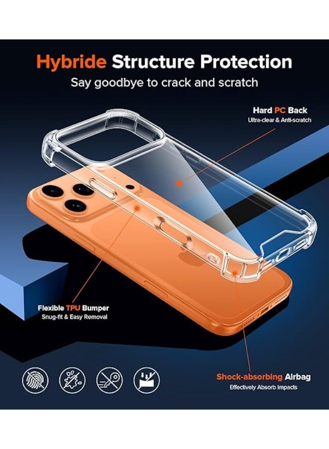 Anti-Yellowing Clear Case for iPhone 17 PRO Max, [Military Grade Shockproof] Shock-Absorbing Clear Case with Soft TPU Bumper - Image 3