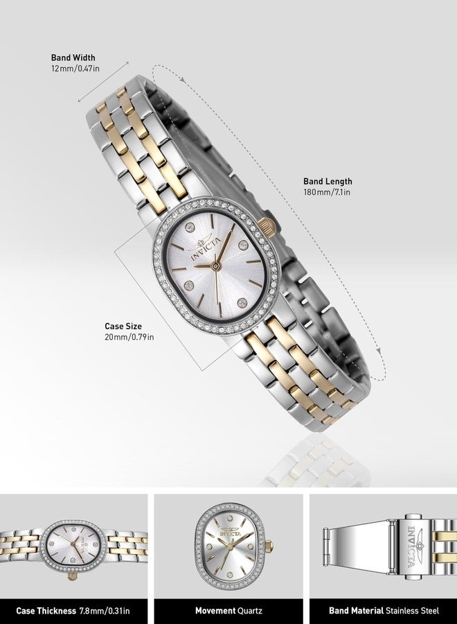 INVICTA Angel Lady 20mm Stainless Steel Gold + Steel Silver dial PC21J Quartz - Image 3
