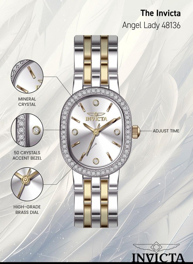 INVICTA Angel Lady 20mm Stainless Steel Gold + Steel Silver dial PC21J Quartz - Image 4