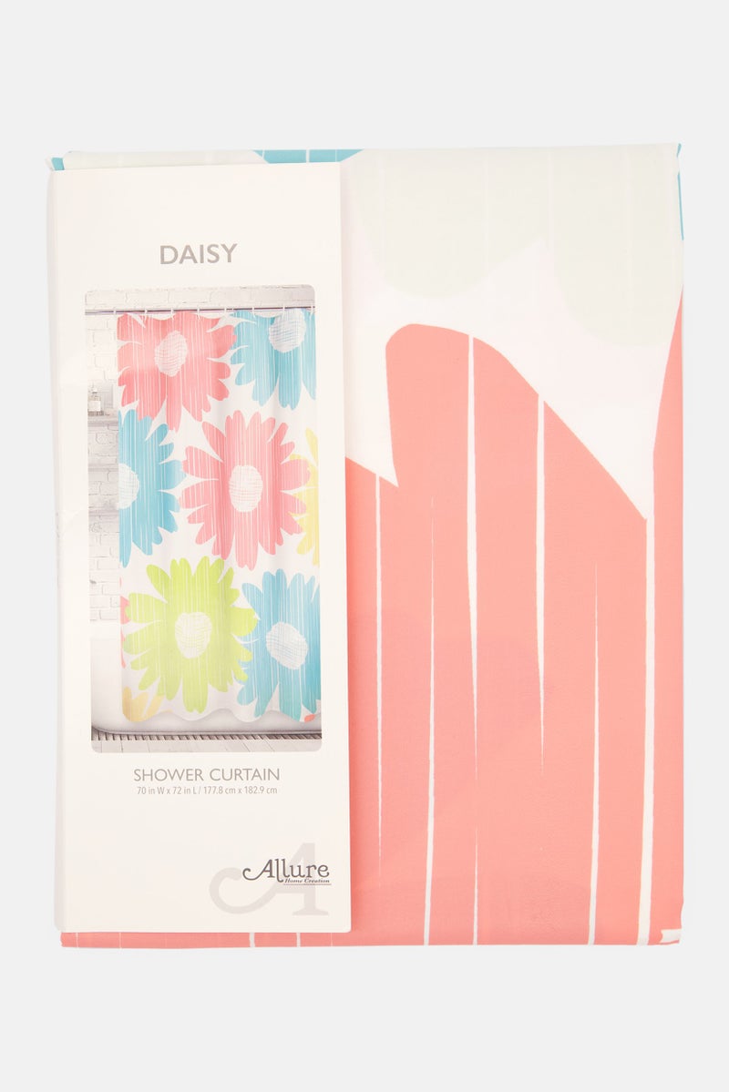 allure Daisy Shower Curtain, Pink Combo - Image 1