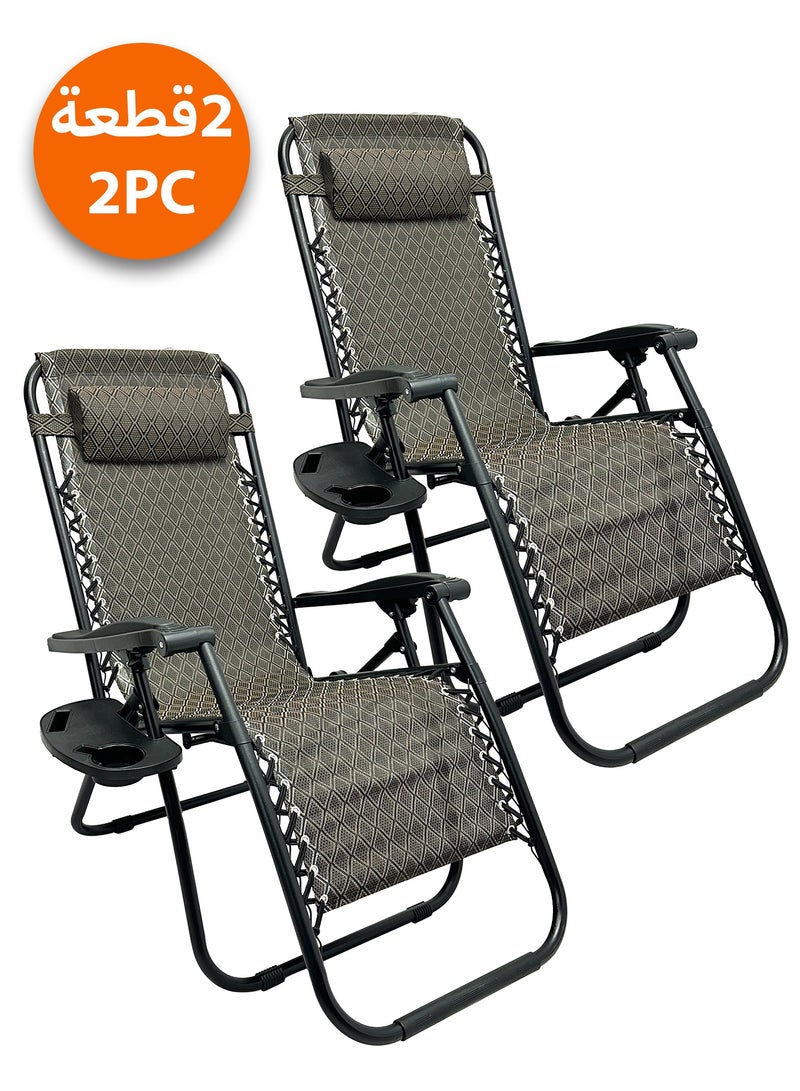 RENOVO 2 Piece Patio Chaise Lounges Chair gravity chair with adjustable backrest and footrest Sunlounger for Poolside Backyard and Beach - Image 1