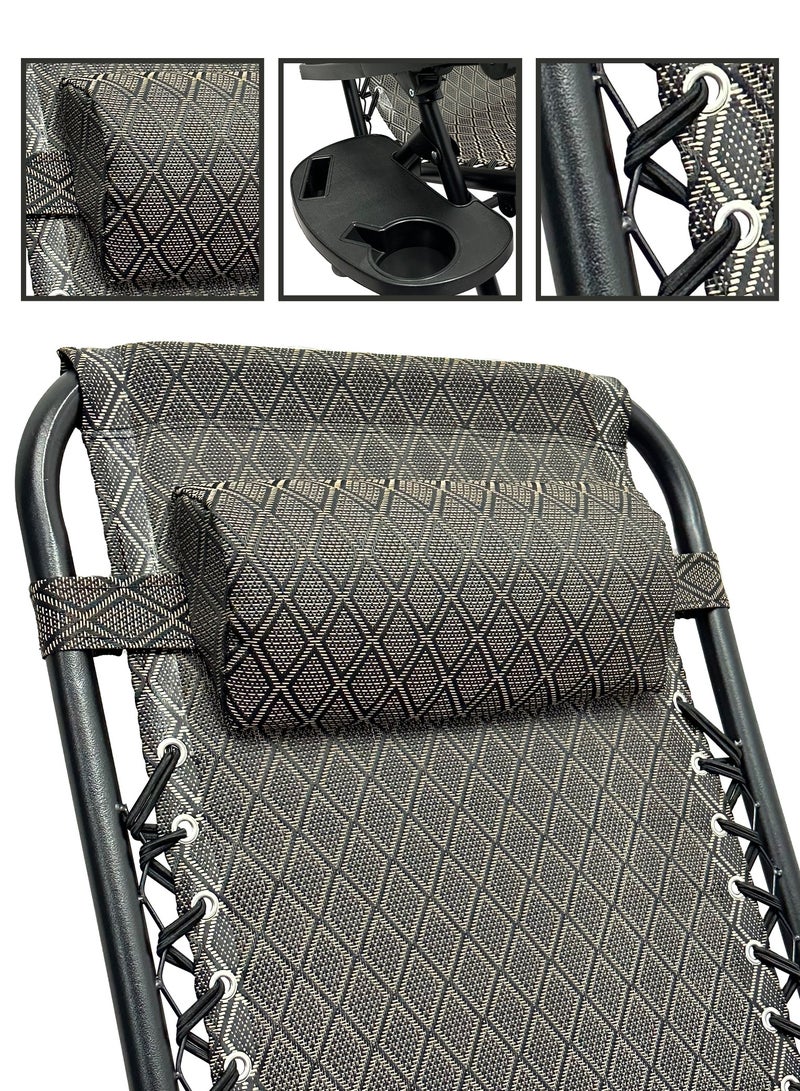 RENOVO 2 Piece Patio Chaise Lounges Chair gravity chair with adjustable backrest and footrest Sunlounger for Poolside Backyard and Beach - Image 3