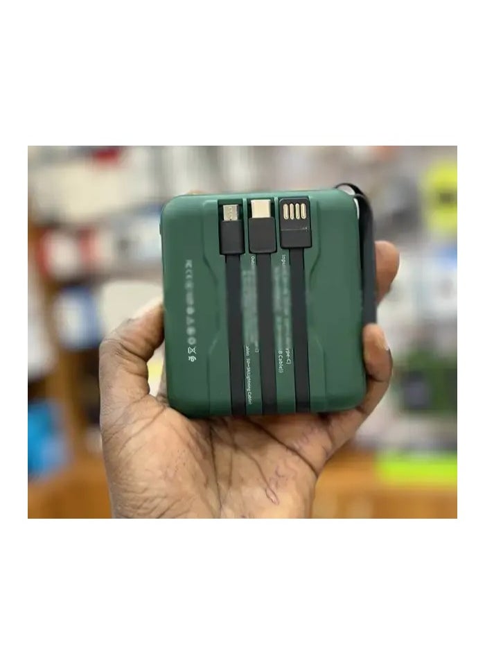 GREEN LION - Green Lion Smart Touch Screen 10000mAh Power Bank & Mini Speaker, Smart Charger, 4GB Memory, Built-in Cables (Type-C/Lightning/USB), Bluetooth Call & Multi Touch, PD 20W Charging, Connect With Phone Through the App, Notifications, Games, For iPhone, Samsung & Android Phones - Green - Image 1
