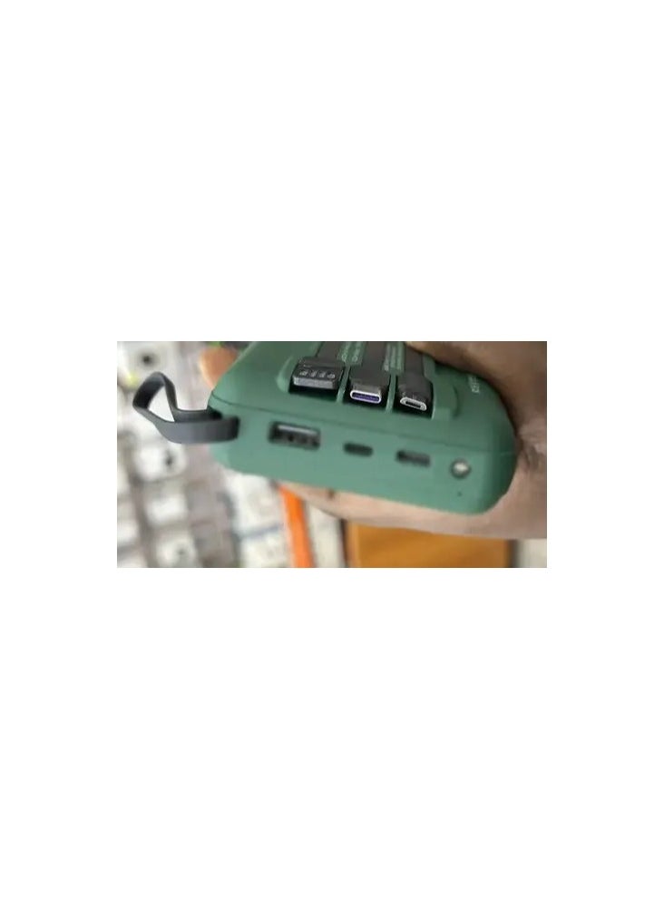 GREEN LION - Green Lion Smart Touch Screen 10000mAh Power Bank & Mini Speaker, Smart Charger, 4GB Memory, Built-in Cables (Type-C/Lightning/USB), Bluetooth Call & Multi Touch, PD 20W Charging, Connect With Phone Through the App, Notifications, Games, For iPhone, Samsung & Android Phones - Green - Image 1