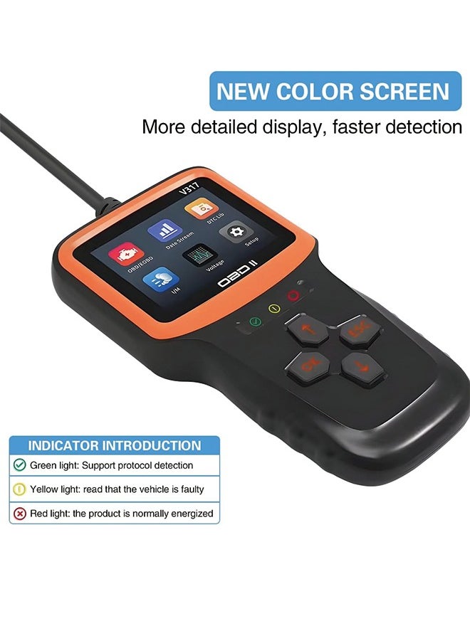 ماركة غير محددة أداة تشخيص الماسح الضوئي للسيارة V317 Obd2، قارئ رمز خطأ محرك السيارة، جهاز اختبار فحص ضوء محرك السيارة المحسن 12 فولت، عالمي لسيارات الدفع الرباعي والشاحنات والمركبات الترفيهية والمزيد  - Image 2