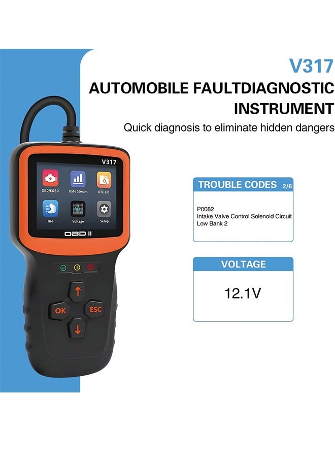 ماركة غير محددة أداة تشخيص الماسح الضوئي للسيارة V317 Obd2، قارئ رمز خطأ محرك السيارة، جهاز اختبار فحص ضوء محرك السيارة المحسن 12 فولت، عالمي لسيارات الدفع الرباعي والشاحنات والمركبات الترفيهية والمزيد  - Image 4