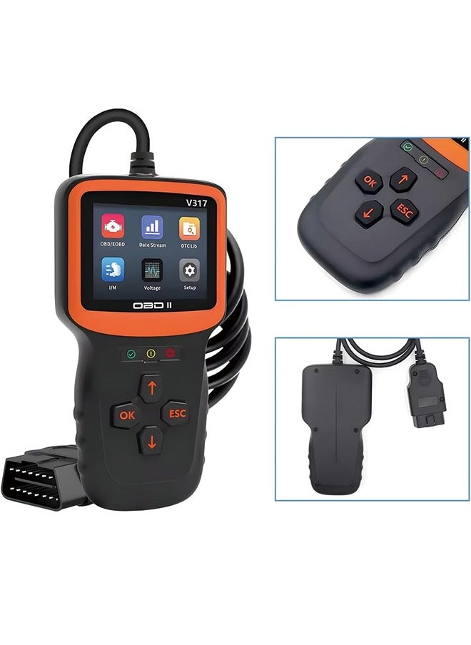 V317 OBD2 Car Scanner Diagnostic Tool, Vehicle Engine Fault Code Reader, 12V Enhanced OBD II Automotive Checking Engine Light Scan Tester, Universal for SUV, Truck, RV and More