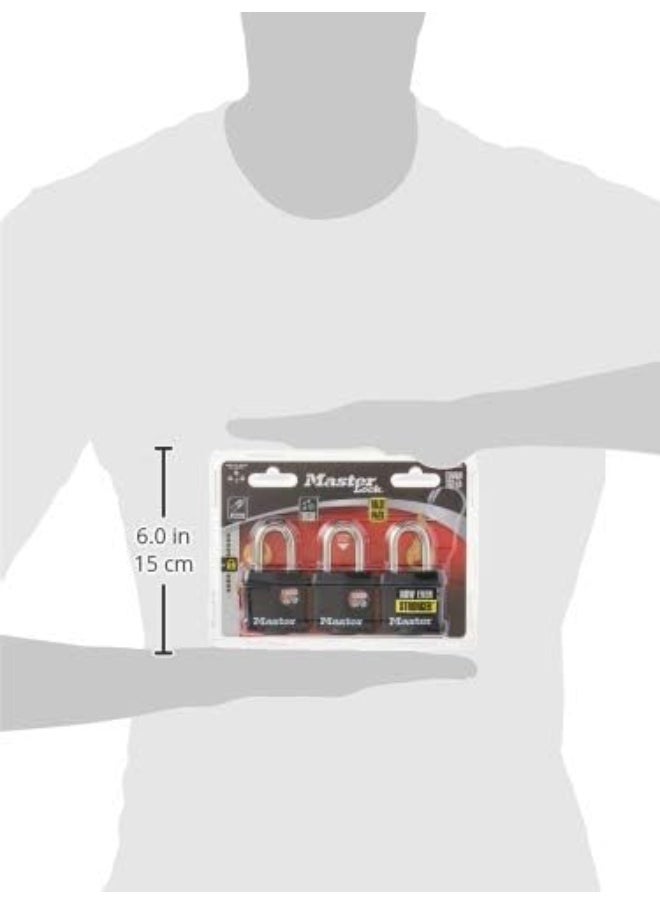Master Lock Master Lock 311TRI Keyed Alike Laminated Steel Padlock , 3-Pack , Black  - Image 1