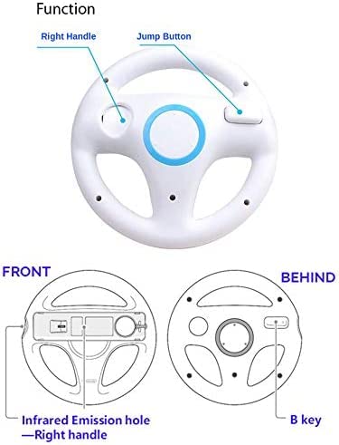 Arrocent Steering Wheel and Zapper Gun Set Compatible with Wii Wii U Remote (Pack of 2, White) - Image 2