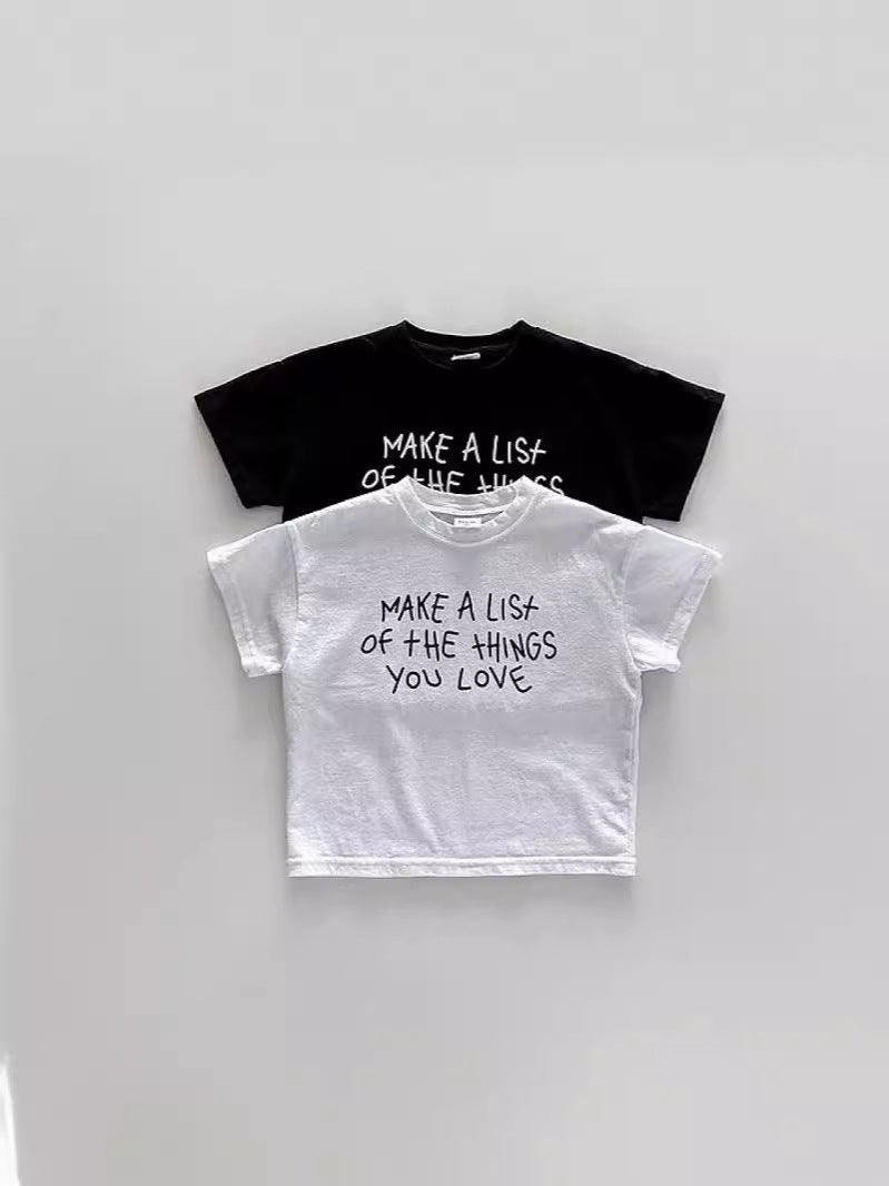 Korean Style Ins Black And White English Top For Boys And Girls Baby Round Neck Short Sleeve T-Shirt Simple All-Match Refreshing Breathable Summer - Image 4
