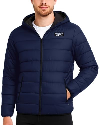 Reebok Men's Jacket – Lightweight Hooded Quilted Puffer Coat – Warm Insulated Winter Jacket for Men (S-4X), Size X-Large, Solid Vector Navy - Image 1