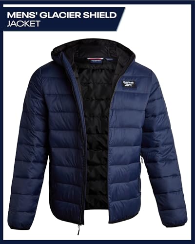 Reebok Men's Jacket – Lightweight Hooded Quilted Puffer Coat – Warm Insulated Winter Jacket for Men (S-4X), Size X-Large, Solid Vector Navy - Image 2