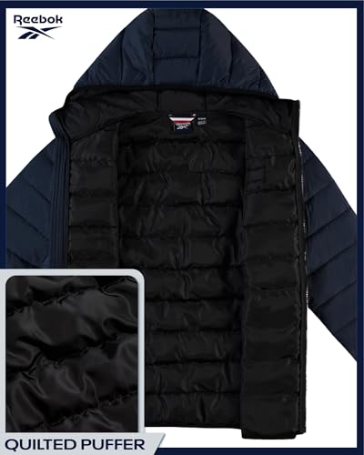 Reebok Men's Jacket – Lightweight Hooded Quilted Puffer Coat – Warm Insulated Winter Jacket for Men (S-4X), Size X-Large, Solid Vector Navy - Image 4
