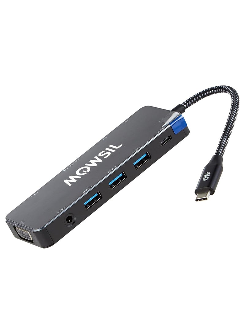 MOWSIL 11 in 1 USB C Hub 4K HDMI and FHD VGA Dual Video Output Type C Hub, PD 100W, Gigabit Ethernet, 3 USB 3.0 Ports, USB C to 3.5mm, SD/TF Slot Multiport Adapter for MacBook Pro/Air 2023, HP, - Image 1