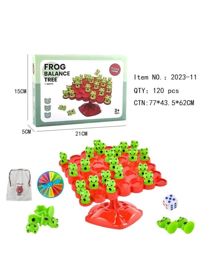 Frog Balance Tree Concentration Training Children's Jenga Parent-child Multi-person Interactive Battle Desktop Educational Toys-Color:Frog Balance Tree  English Color Box  - Image 1