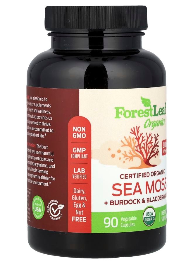 ForestLeaf Certified Organic Sea Moss + Burdock & Bladderwrack 90 Vegetable Capsules - Image 2