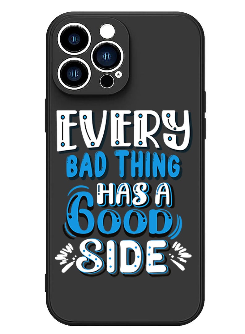 Theodor Protective Slim Fit Case Liquid Silicone Cover with Full Body Protection Anti-Scratch Shockproof Case For iPhone 12 Pro Max Black  - EVery bad thing has a good side copy - Image 1