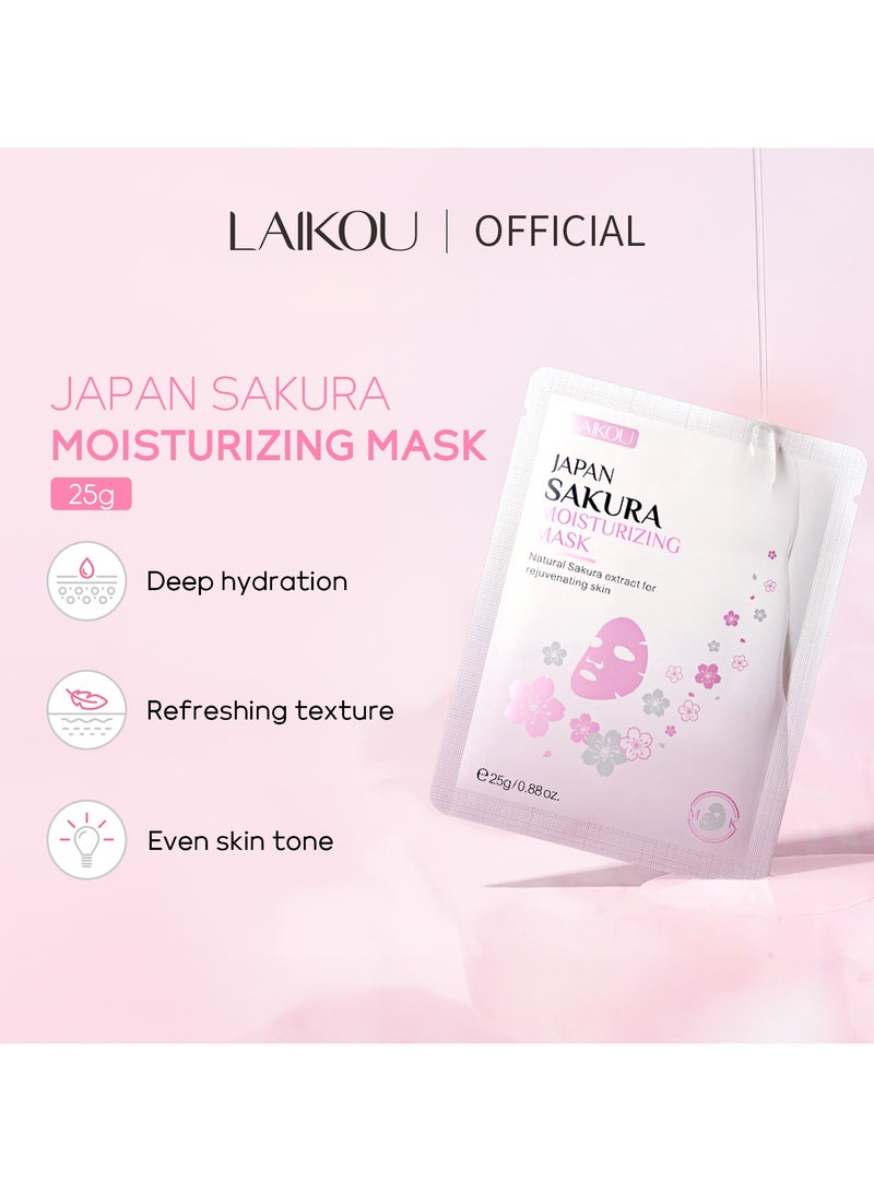 لايكو قناع مرطب من اليابان بزهرة الساكورا، تجديد البشرة، ترطيب عميق، ملمس منعش، قناع غني بالألياف للوجه - 25 جرام*3 قطع - Image 5