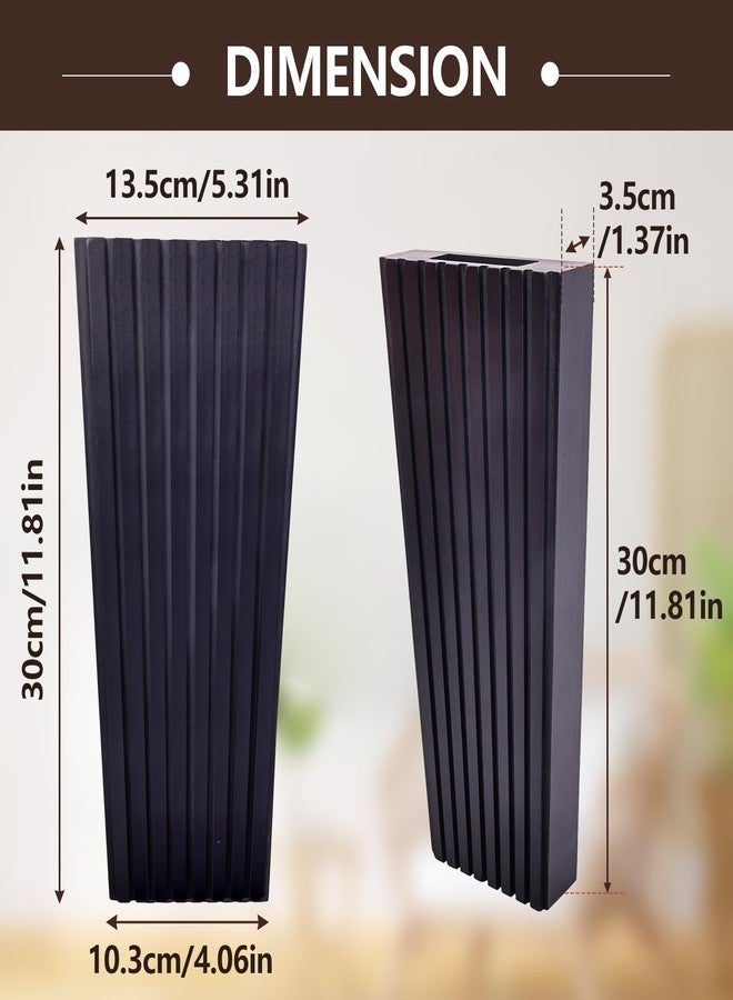 ZELURA 2PCS Wood Wall Planter for Indoor Plants, Wooden Hanging Planter for Dried Flowers and Artificial Greenery Plants,Wooden Pocket Vases,Modern Farmhouse Wood Wall Decor(Black) - Image 4