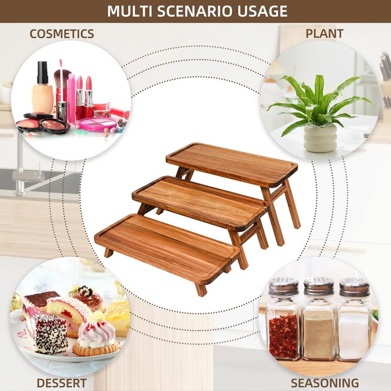 GEHE 3 Tier Serving Tray for Party Foldable Cupcake Stand Acacia Wooden Cupcake Tower Display Set Dessert Table Display Stand for Birthday Wedding Christmas Party - Image 5