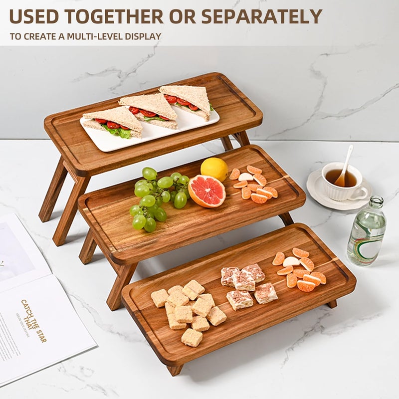 GEHE 3 Tier Serving Tray for Party Foldable Cupcake Stand Acacia Wooden Cupcake Tower Display Set Dessert Table Display Stand for Birthday Wedding Christmas Party - Image 2