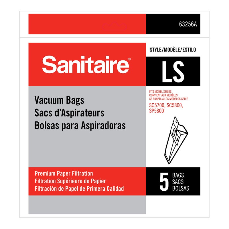 Sanitaire - EUK63256A10 LS Premium Paper Bag (Pack of 5), Fits Models SC5713, SC5815, SP5816 Series Upright Vacuums, 63256A - Image 5