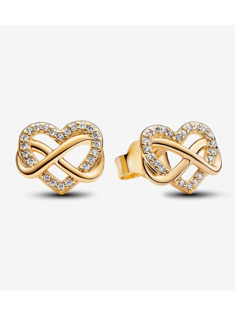 Pan Home Women's Stud Earrings Gold Heart Shiny Wireless Stud Earrings - Image 1
