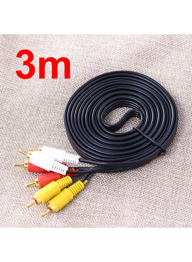 NIBEMINENT 3 RCA Composite Male To Audio Video AV Cable For DVD TV Black - Image 2