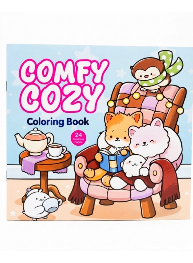 Comfy Cozy Coloring Book for Kids and Adults - 24 Cute & Relaxing Pages - Image 1
