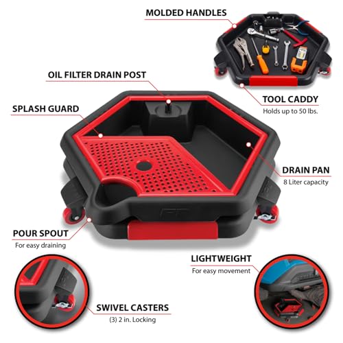 Performance Tool W4074 2 in 1 Drain Pan and Tool Caddy - Conveniently Collects Oil and Organizes Tools for Automotive Repairs - Image 2