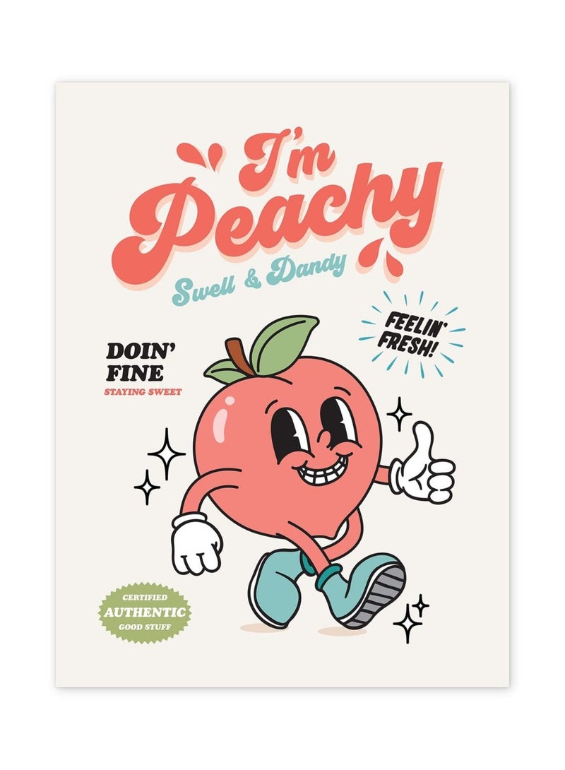 كابتن تيك Retro Poster Wall Art Print, I'm Peachy Retro Poster, Positive Quote Wall Art, 60s 70s Aesthetic Colorful Wall Decor, Room Decor, Retro Aesthetic Decor - Image 1