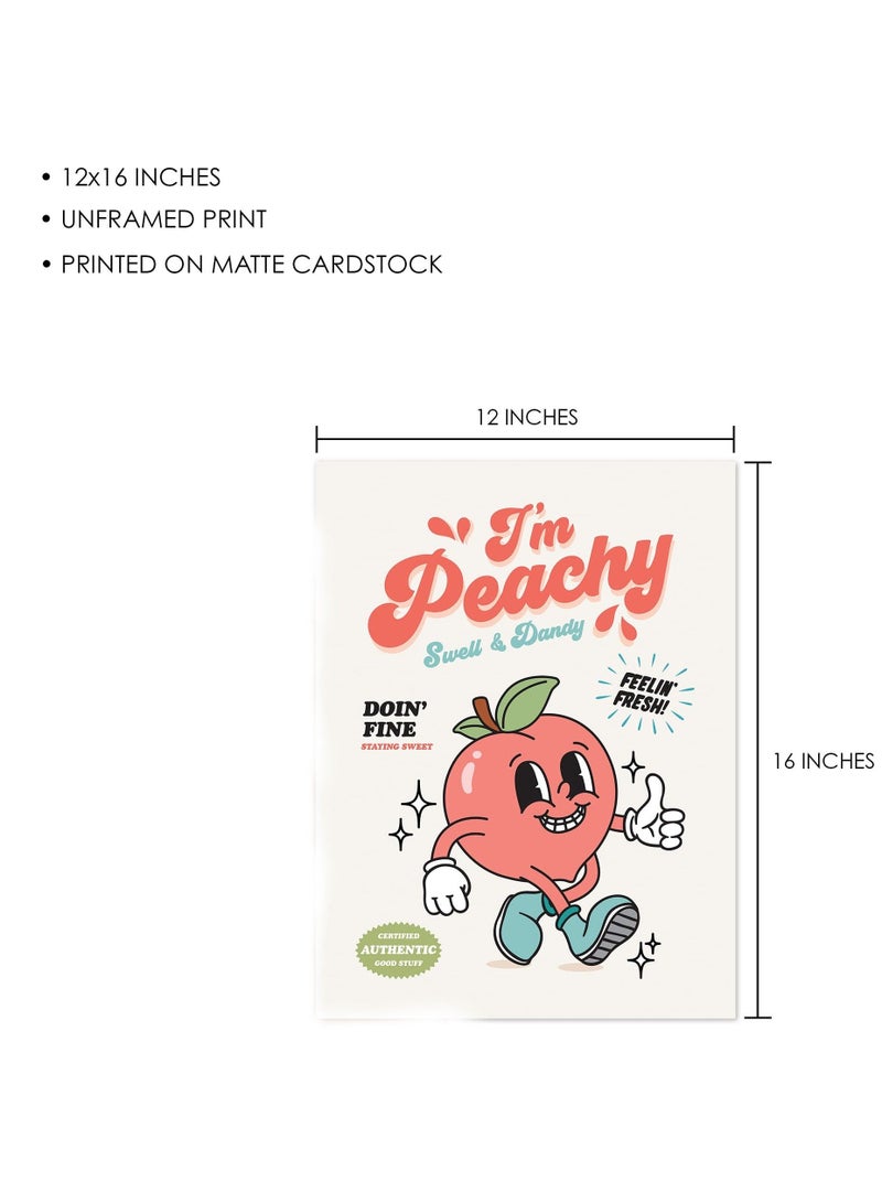 كابتن تيك Retro Poster Wall Art Print, I'm Peachy Retro Poster, Positive Quote Wall Art, 60s 70s Aesthetic Colorful Wall Decor, Room Decor, Retro Aesthetic Decor - Image 2