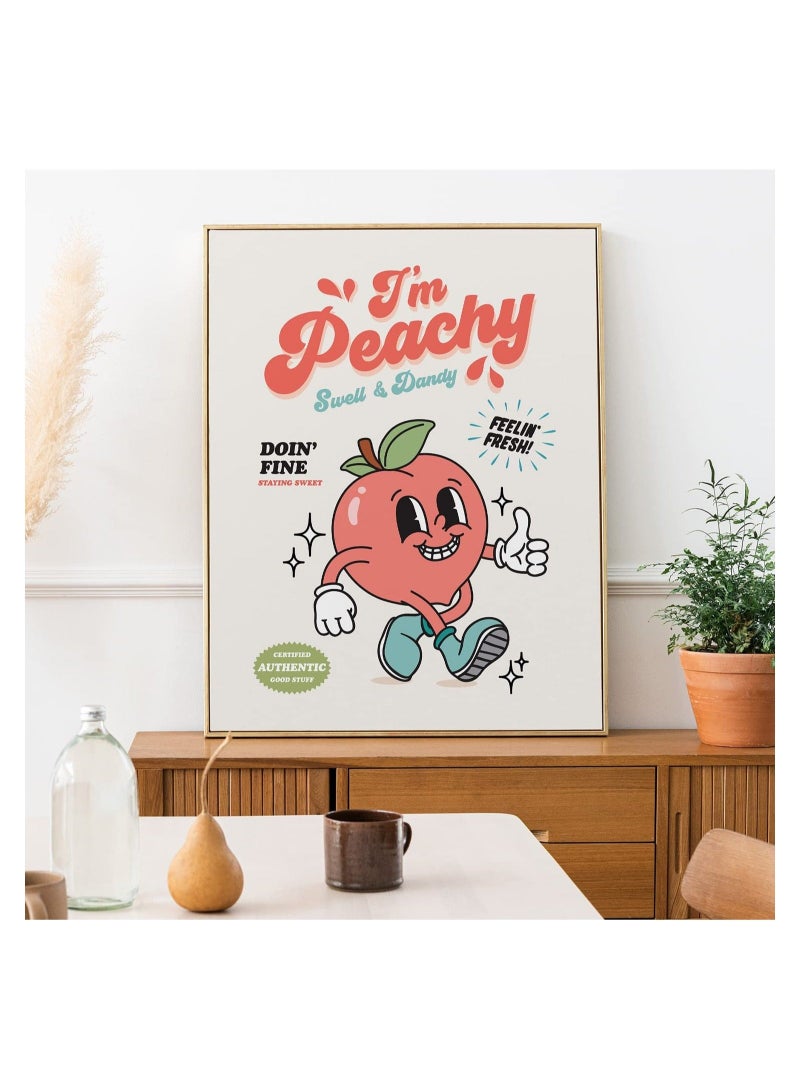 كابتن تيك Retro Poster Wall Art Print, I'm Peachy Retro Poster, Positive Quote Wall Art, 60s 70s Aesthetic Colorful Wall Decor, Room Decor, Retro Aesthetic Decor - Image 3