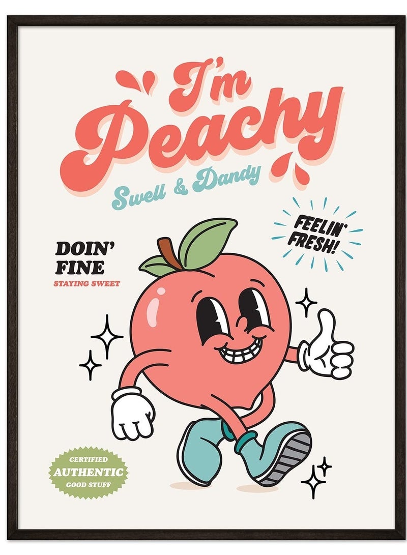 كابتن تيك Retro Poster Wall Art Print, I'm Peachy Retro Poster, Positive Quote Wall Art, 60s 70s Aesthetic Colorful Wall Decor, Room Decor, Retro Aesthetic Decor - Image 4