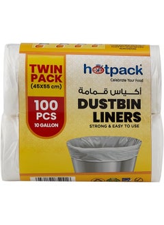 Hotpack Hotpack Dustbin Liner White Economy 45X55cm, 50 Pieces X 2 Roll  - Image 1
