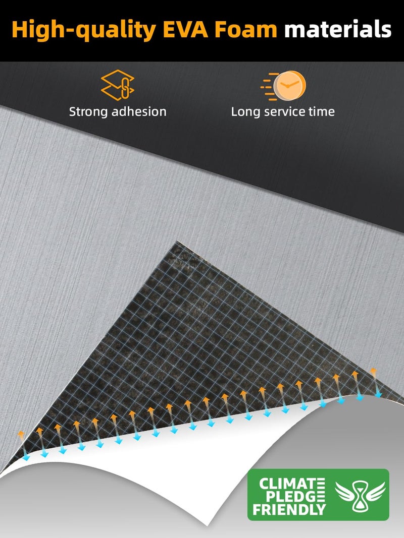 FOCEAN Boat Flooring EVA Foam Boat Decking Marine Flooring Brushed Texture Marine Mats for Boats Yacht Kayak RV 94.5"x15.7", Grey+Black Back - Image 2