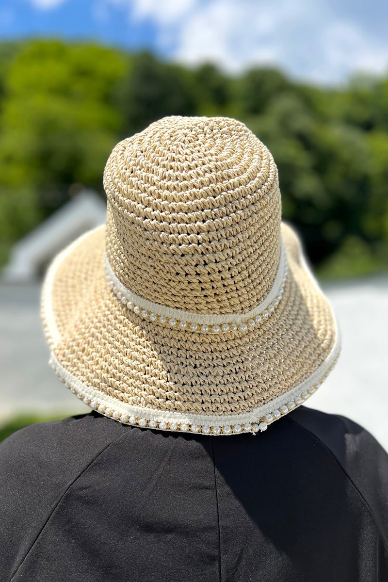 Remsa Mayo Pearled Handmade Straw Hat RŞ-103 Beige  - Image 5