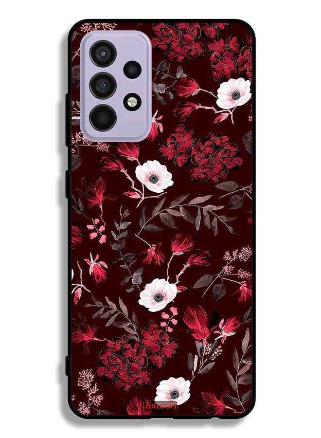 Tolwak غطاء حماية لجهاز سامسونج جالاكسي A52s 5G مزين بالزهور الصغيرة والأوراق الاستوائية - Image 1