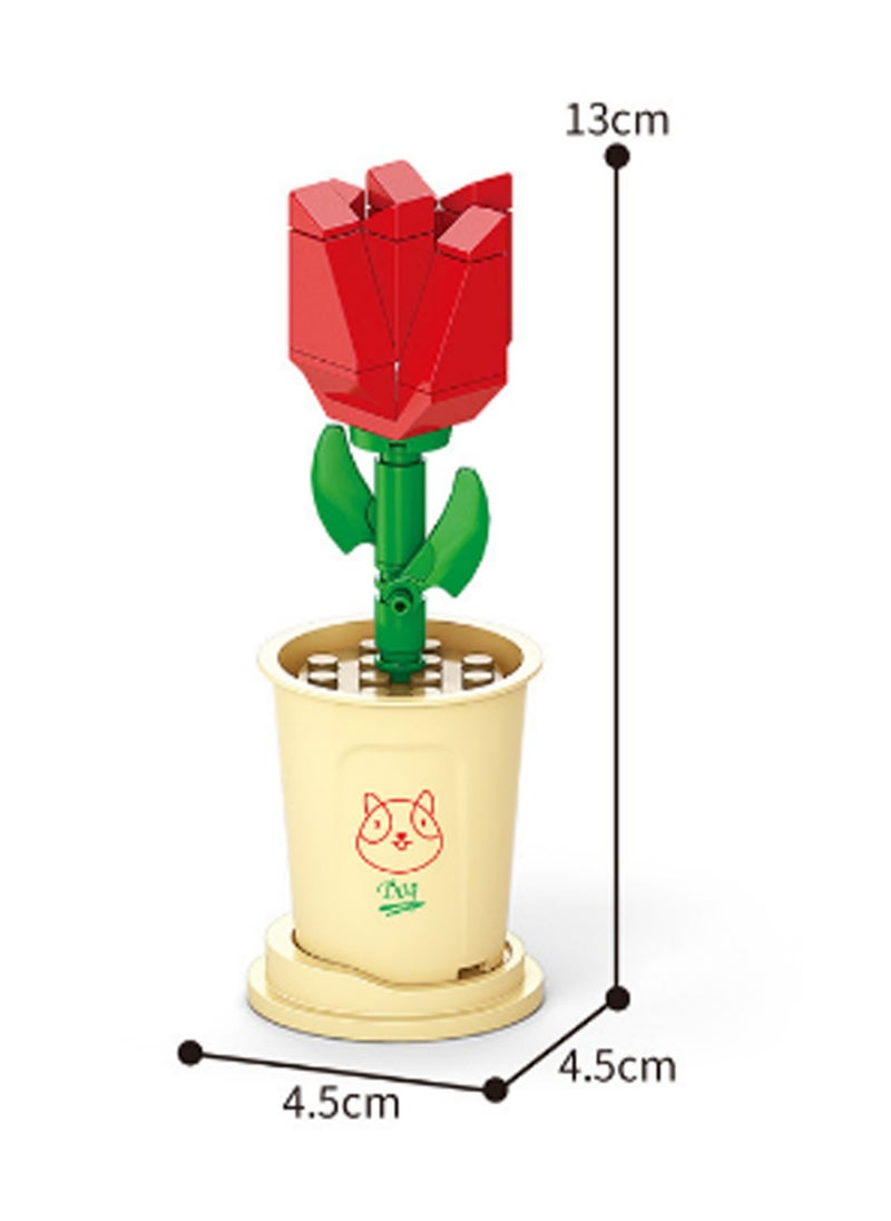 Rose 32pcs Model Set Assembly Building Blocks Creative Diy Plant Assembly Toys Children Adult Home Decoration  - Image 2