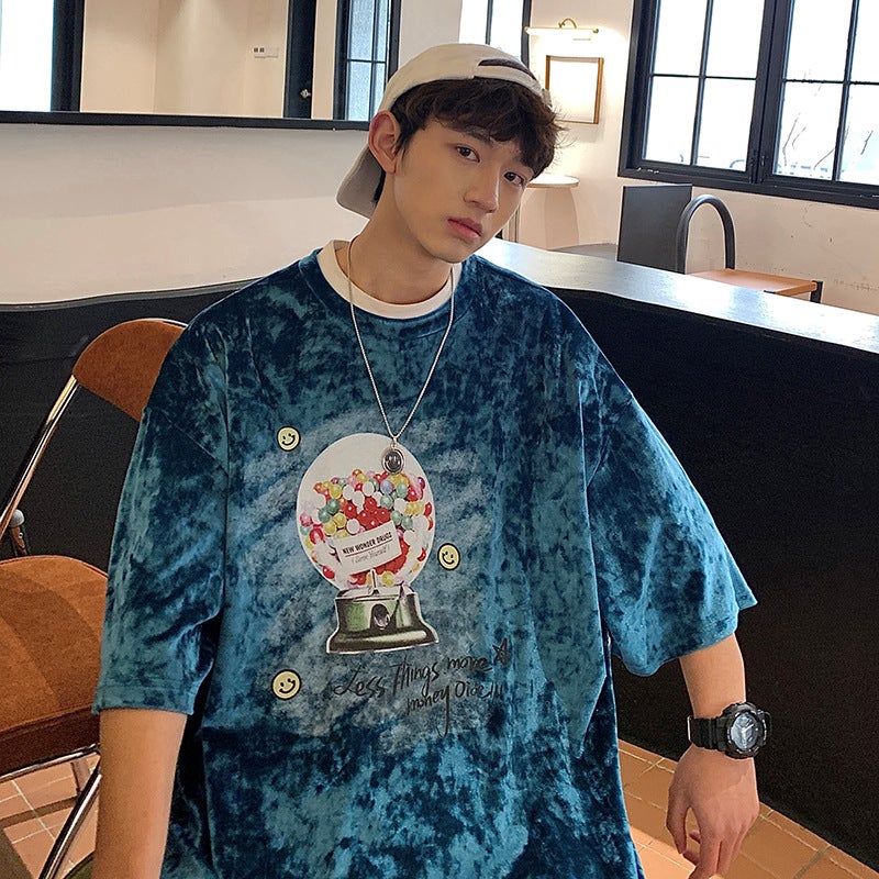 Ct10020 2024 Style Printed Letter Round Neck Short-Sleeved T-Shirt Hong Kong Style - Image 4
