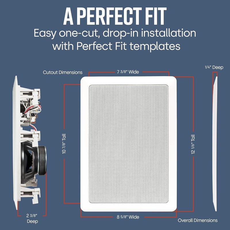 Polk Audio RC65i 2-Way Premium in-Wall 6.5" Speakers, Pair of 2 Perfect for Damp and Humid Indoor/Outdoor Placement - Bath, Kitchen, Covered Porches (White, Paintable-Grille)(Pack of 8) - Image 3