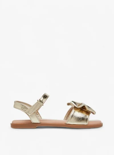 Little Missy Bow Accent Sandals With Hook And Loop Closure