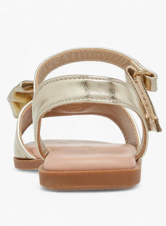 Little Missy Bow Accent Sandals With Hook And Loop Closure