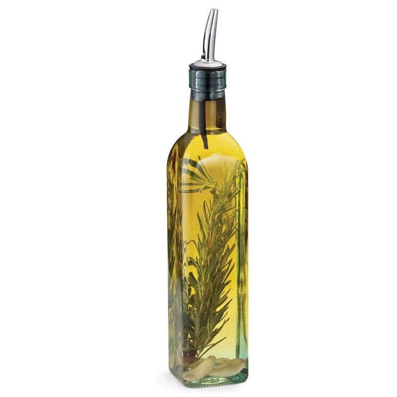 Containly 16oz Glass Olive OilVinegar Bottle for Kitchen Olive Oil Dispenser With Stainless Steel Spout for Easy Pouring 16 oz