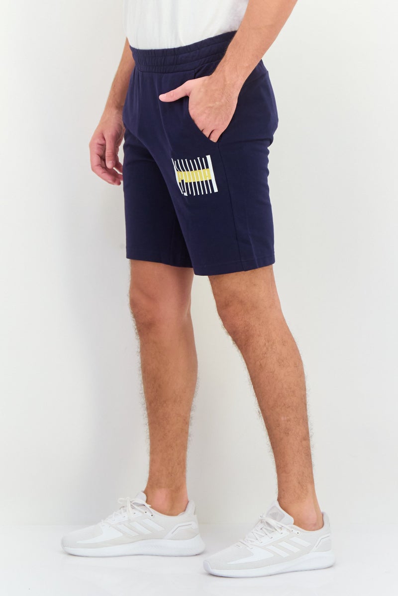 PUMA شورتات خارجية ضيقة للرجال بشعار العلامة التجارية، أزرق داكن - Image 3