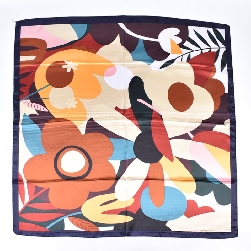 4 packs of 35-inch large square satin printed headscarves, imitation silk headbands, floral pattern headscarves, multi-purpose scarves and hair accessories - Image 2