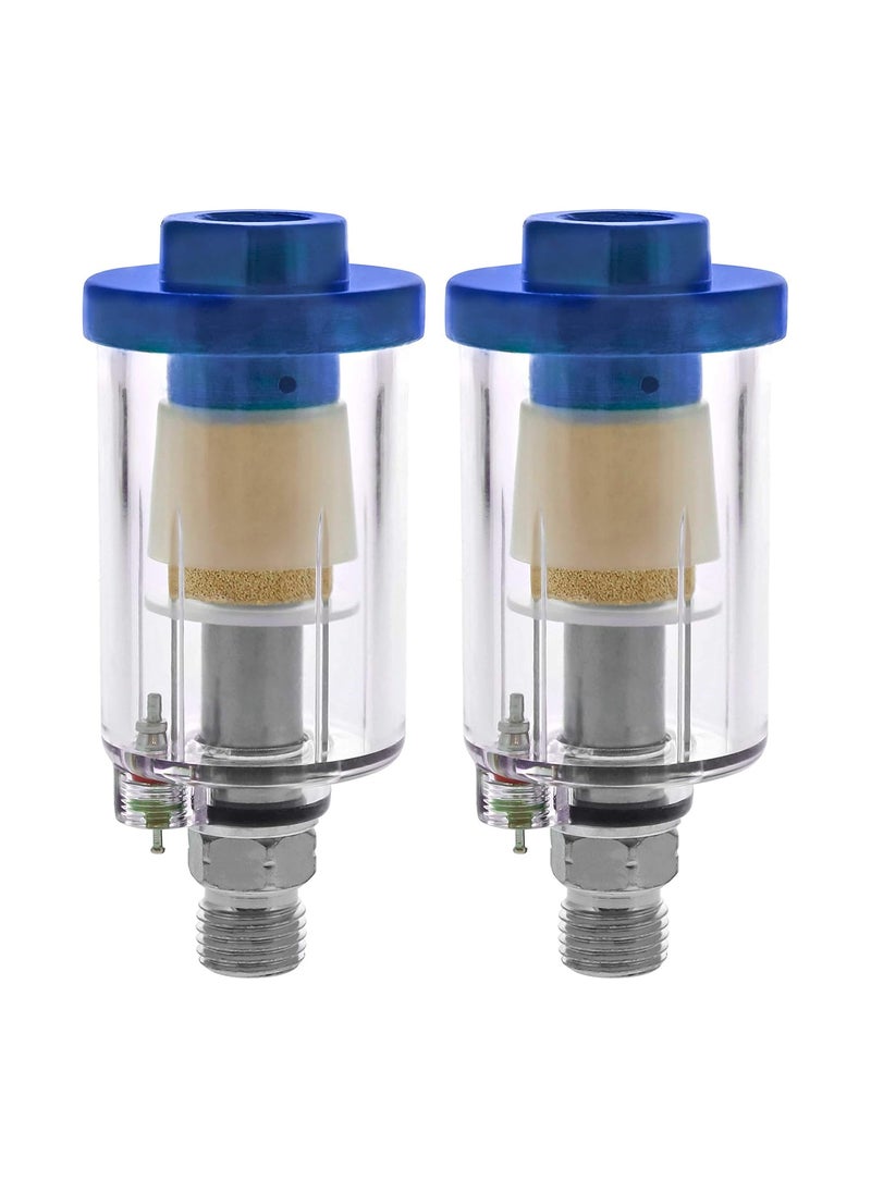 TCP Global TCP Global Mini inLine Air Filter Oil and Water Separator Pack of 2 Drain Valve Water Trap Air Dryer Removes Moisture Dirt Use on Compressor Air Line Hose Air Tools Spray Guns  - Image 1
