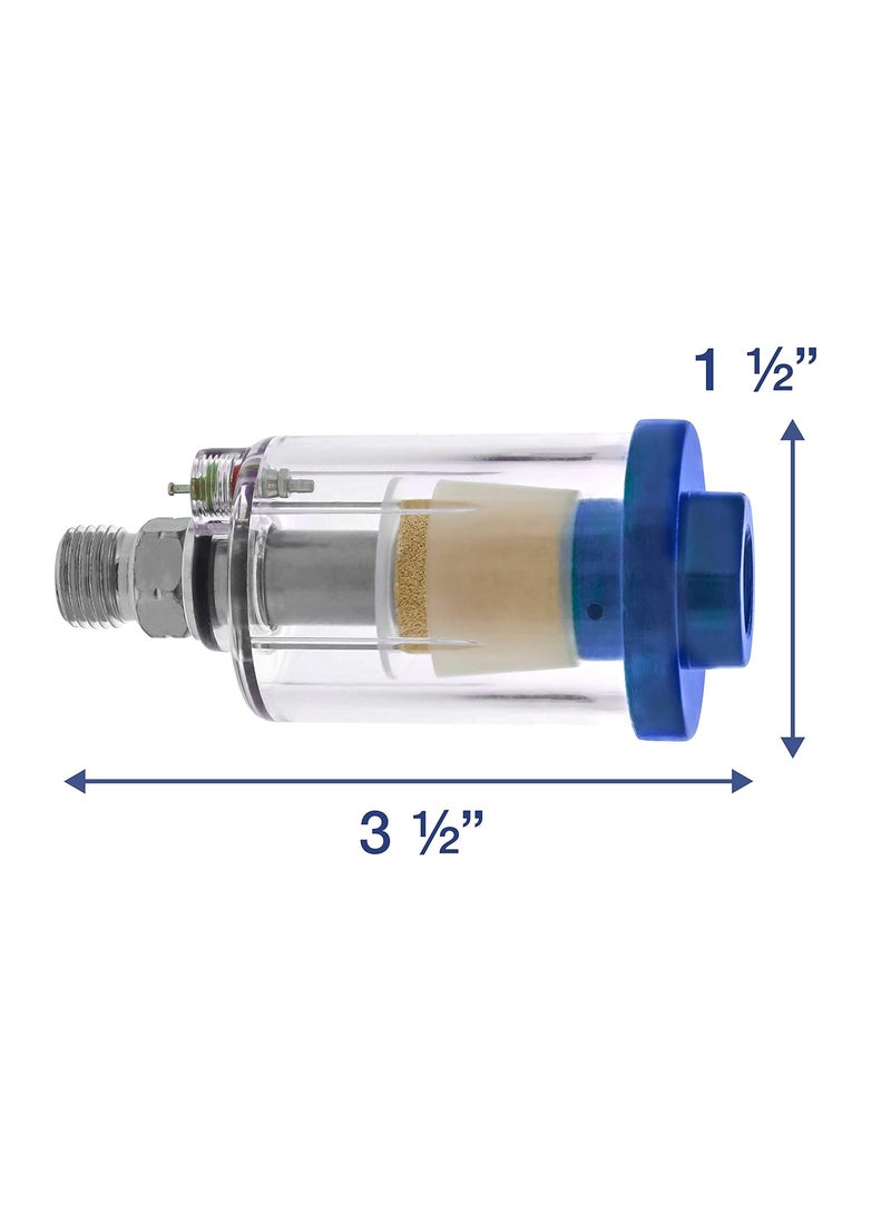 TCP Global TCP Global Mini inLine Air Filter Oil and Water Separator Pack of 2 Drain Valve Water Trap Air Dryer Removes Moisture Dirt Use on Compressor Air Line Hose Air Tools Spray Guns  - Image 5